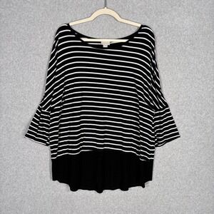 Zim Zoe Tunic Top Size 18 Black White Stripe Soft Thin Lagenlook Artsy Lounge